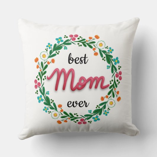 最高の母エバモダンー明るいカラフルフローラリース クッション (裏面)