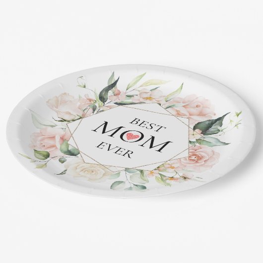 最高の母エバーカラフルフローラリースナプキンス ペーパープレート (アングル)