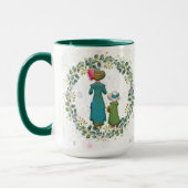 最高の母エバーグリーンリースヴィンテージ母の日おもしろい マグカップ (左)
