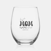 最高の母エバーグレイレトロタイポグラフィ名 ステムなしワイングラス (正面)
