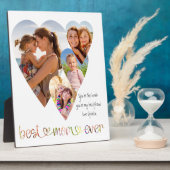 最高の母エバータイポグラフィアートハート形写真 フォトプラーク (側面)