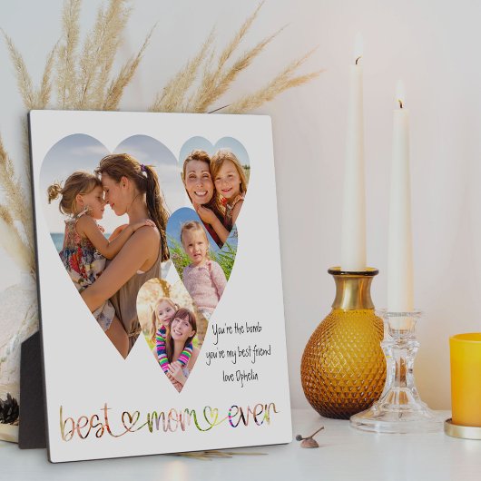 最高の母エバータイポグラフィアートハート形写真 フォトプラーク