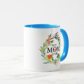 最高の母エバータイポグラフィカラフルフローラリース マグカップ (正面右)