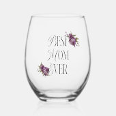最高の母エバータイポグラフィパープルフローラ ステムなしワイングラス (正面)