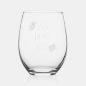 最高の母エバータイポグラフィパープルフローラ ステムなしワイングラス (裏面)