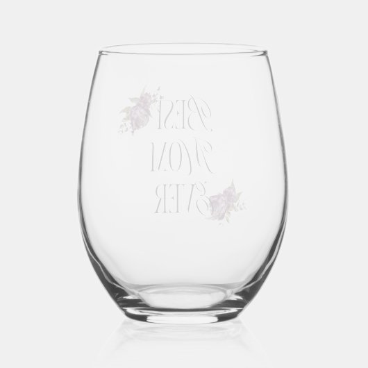 最高の母エバータイポグラフィパープルフローラ ステムなしワイングラス (裏面)