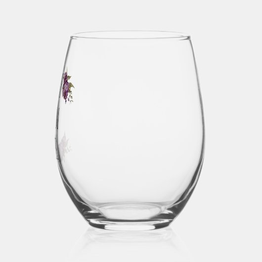 最高の母エバータイポグラフィパープルフローラ ステムなしワイングラス (左)