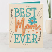 最高の母エバータイポグラフィフローラ母の日 カード (正面)