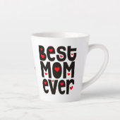 最高の母エバータイポグラフィ名ハート赤黒 カフェラテマグ (右)