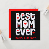最高の母エバーハートハッピーバースデー黒赤白 カード (正面/裏面インサイチュ)
