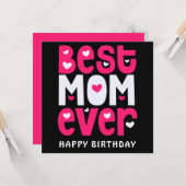 最高の母エバーハート誕生日ブラックピンクホワイト カード (正面/裏面インサイチュ)