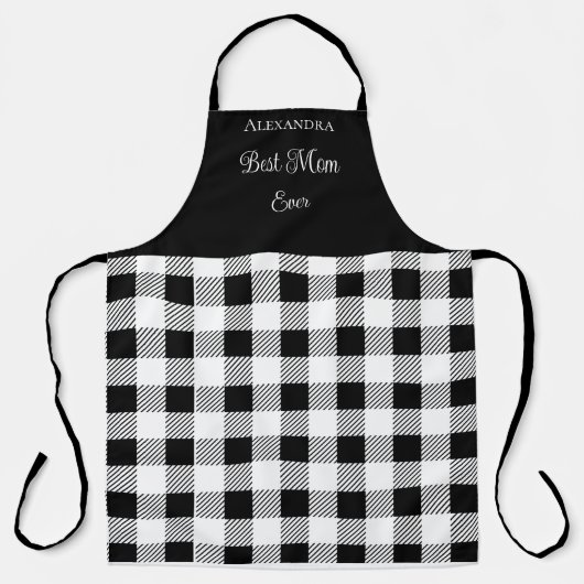 最高の母エバーバッファロープレイド白黒エプロン エプロン (正面)