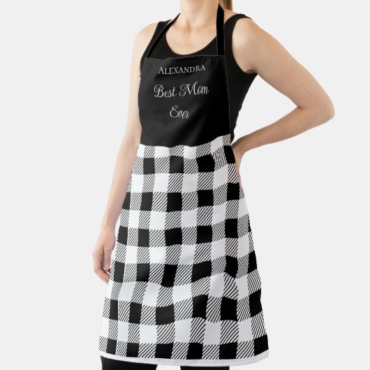 最高の母エバーバッファロープレイド白黒エプロン エプロン (インサイチュ)