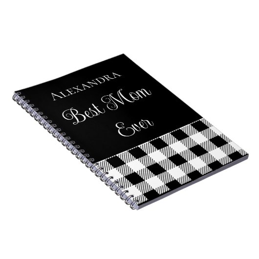 最高の母エバーバッファロープレイド白黒エプロン ノートブック (右側)