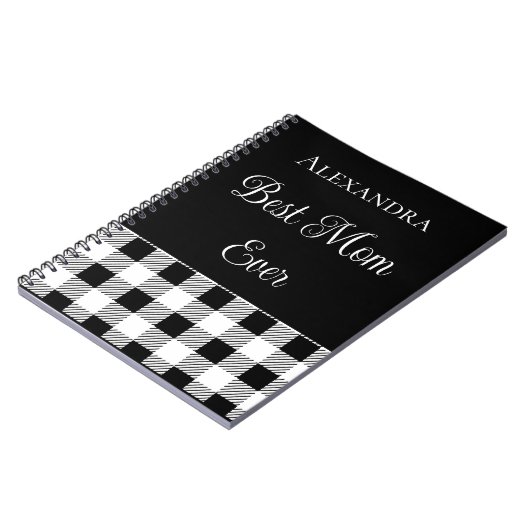 最高の母エバーバッファロープレイド白黒エプロン ノートブック (左側)