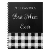 最高の母エバーバッファロープレイド白黒エプロン ノートブック (正面)
