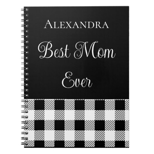 最高の母エバーバッファロープレイド白黒エプロン ノートブック (正面)