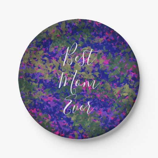 最高の母エバーパープルブルーガーデンフローラ色彩の鮮やか ペーパープレート (正面)