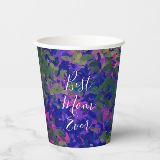最高の母エバーパープルブルーガーデンフローラ色彩の鮮やか 紙コップ (正面)