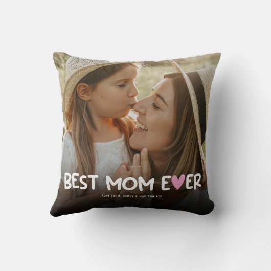最高の母エバーファミリーフォト装飾用クッション クッション (裏面)