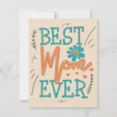 最高の母エバーフローラタイポグラフィ母の日 カード (正面)