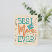 最高の母エバーフローラタイポグラフィ母の日 カード (スタンド正面)