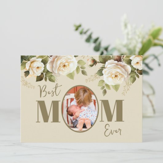 最高の母エバーフローラフォトフラットホリデーカード シーズンカード (スタンド正面)