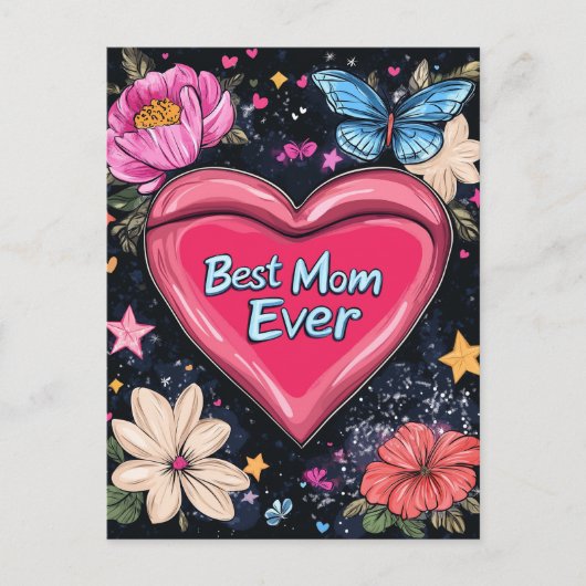 最高の母エバーフローラ母の日の休日はがき シーズンポストカード (正面)