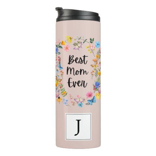最高の母エバーボホワイルドフラワーズ誕生日モノグラム タンブラー (回転右)