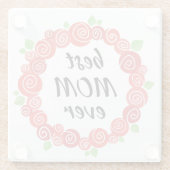 最高の母エバーレッドローズリース春かわいい ガラスコースター (裏面)