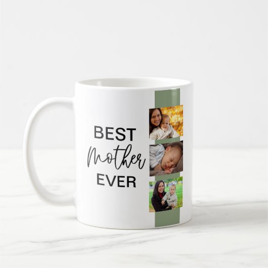 最高の母エバー写真テンプレートモダン コーヒーマグカップ (左)