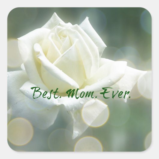 最高の母エバー引用文バラ スクエアシール (正面)