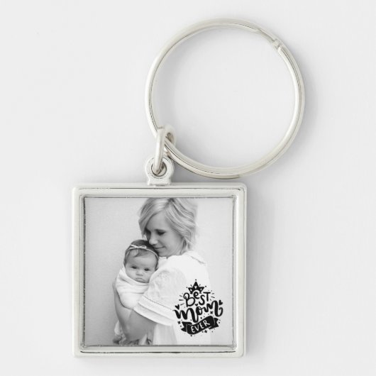 最高の母エバー引用文レタリングフォトオーバーレイKeycha キーホルダー (正面)