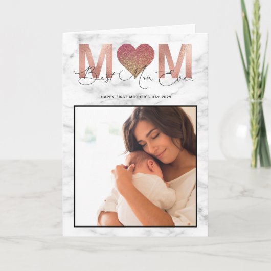 最高の母エバー引用文母の日2写真バラ金ゴールド カード (正面)