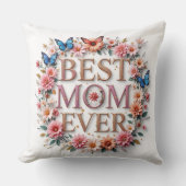 最高の母エバー引用文蝶と花 クッション (正面)