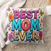 最高の母エバー引用文蝶カラフル花 クッション (ブランケット)