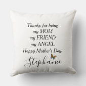 最高の母エバー引用文蝶カラフル花 クッション (裏面)