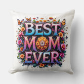 最高の母エバー引用文蝶カラフル花 クッション (正面)