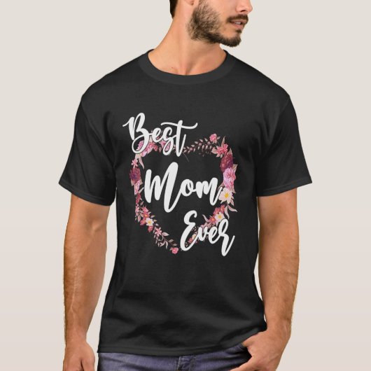 最高の母エバー絞り染めママハートフローラ母 Tシャツ (正面)