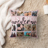 最高の母エバー赤面ピンク写真コラージュ クッション (ブランケット)