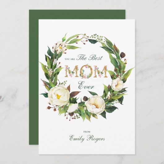 最高の母エバー金ゴールドフローラレタリング セーブザデート (正面/裏面)