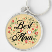 最高の母エレガントフローラデザイン キーホルダー (正面)