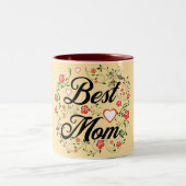 最高の母エレガントフローラデザイン ツートーンマグカップ (中央)