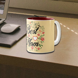 最高の母エレガントフローラデザイン ツートーンマグカップ