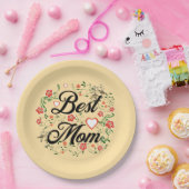 最高の母エレガントフローラデザイン ペーパープレート (パーティー)