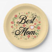 最高の母エレガントフローラデザイン ペーパープレート (正面)