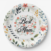 最高の母エレガントフローラデザイン ペーパープレート (正面)
