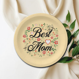 最高の母エレガントフローラデザイン ペーパープレート
