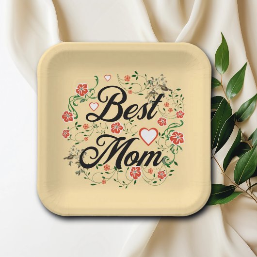 最高の母エレガントフローラデザイン ペーパープレート