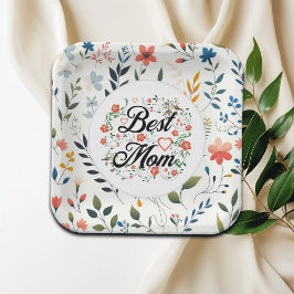 最高の母エレガントフローラデザイン ペーパープレート